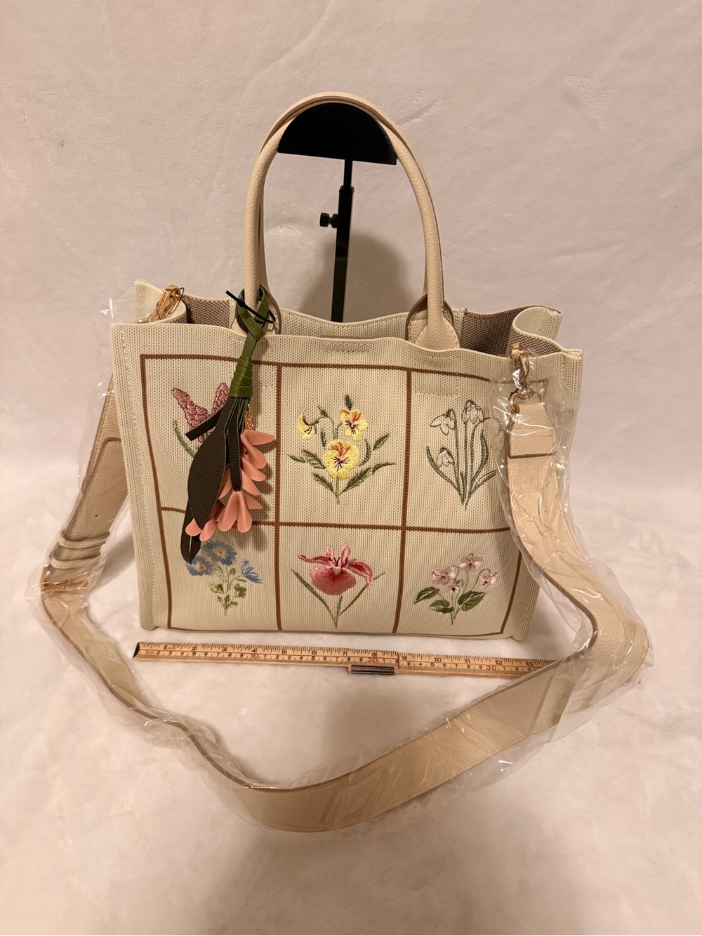 Nanette Lepore Embroidered Floral Botanical Grid Tote